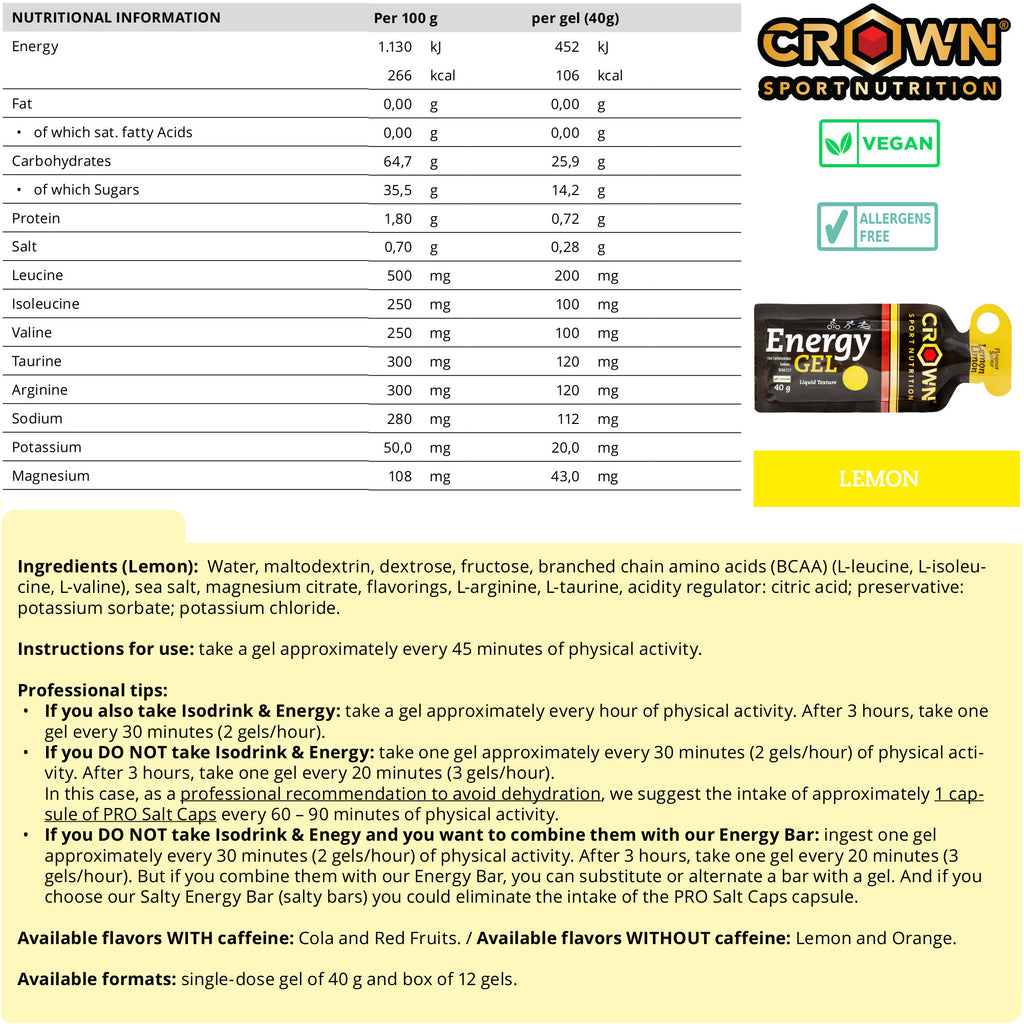 GEL Energético Energy Gel de CROWN