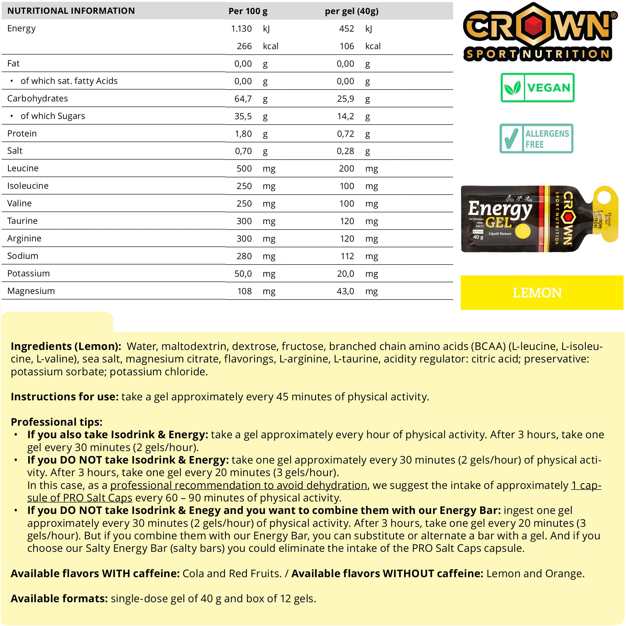 GEL Energético Energy Gel de CROWN