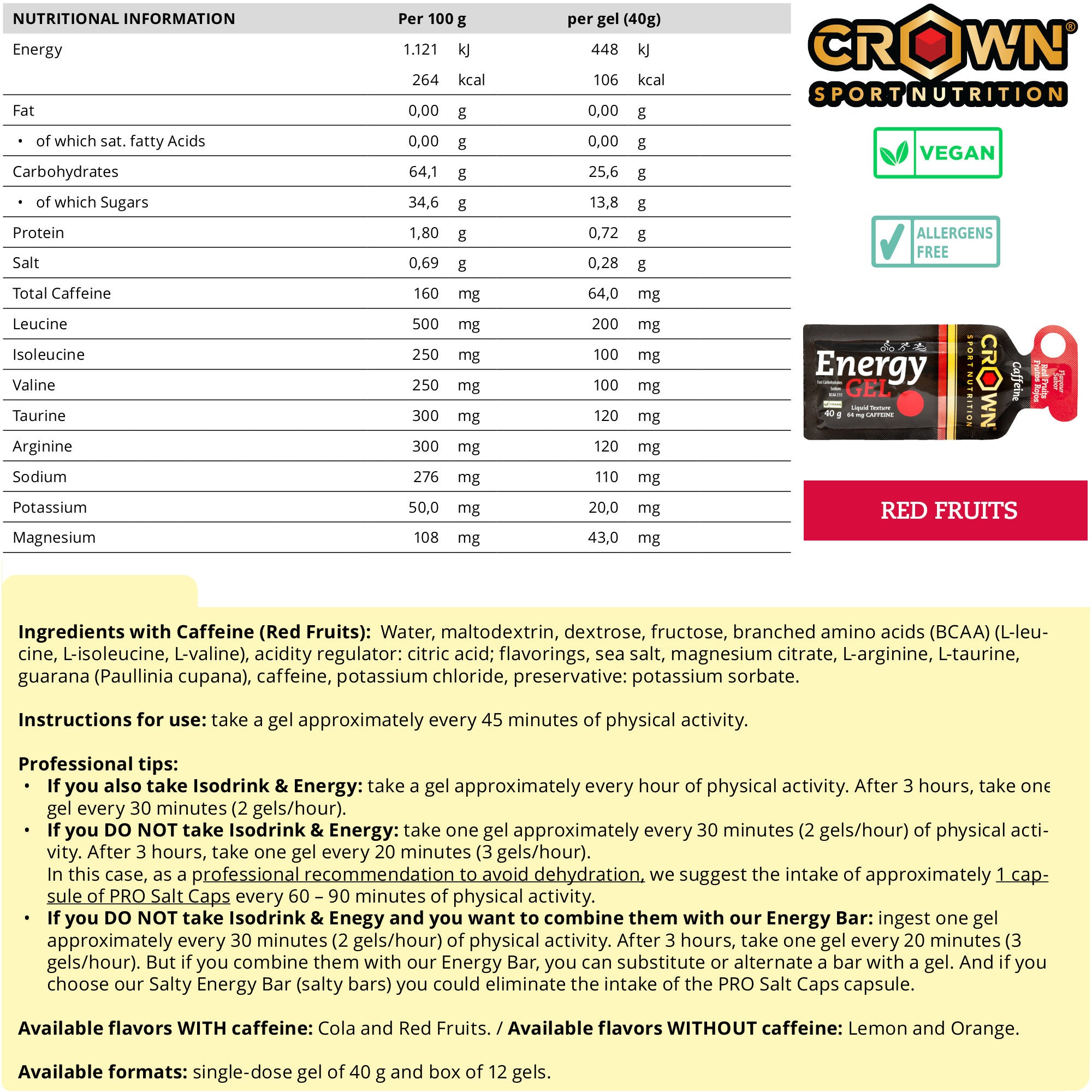 GEL Energético Energy Gel de CROWN