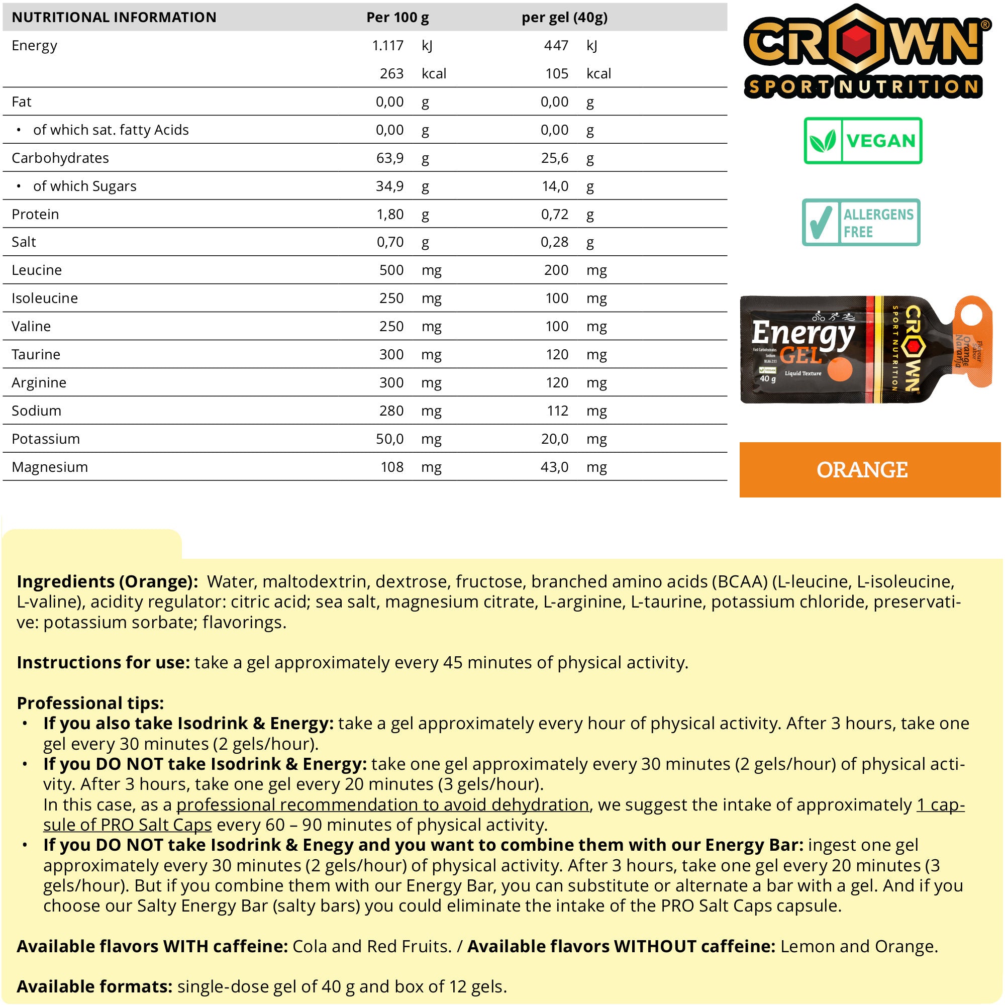 GEL Energético Energy Gel de CROWN