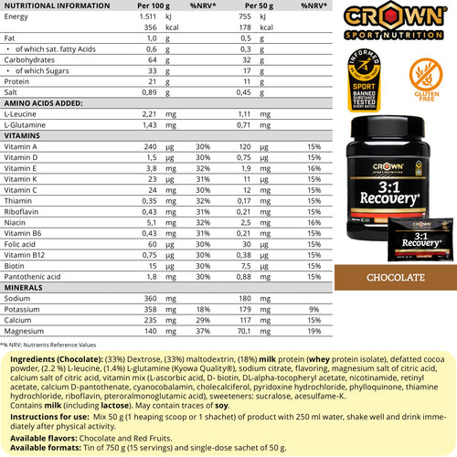 BEBIDA en POLVO 3:1 Recovery+ de CROWN